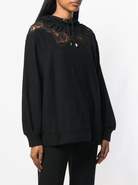 Ermanno Scervino Hoodie With Lace On Shoulders