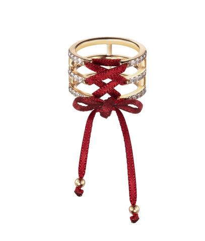 He Fang Lace Up Ring Red