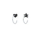 Le Loup Vintage sweetheart Silver Earring with Black Heart  NO.4