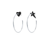 Le Loup Vintage sweetheart Silver Earring with Black Heart  NO.3