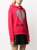 Love Moschino Checkered Heart-print Hooded Sweatshirt
