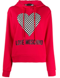 Love Moschino Checkered Heart-print Hooded Sweatshirt