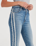 7 For All Mankind Ankle Skinny with Cut Off Hem and Double White Stripes in Sloane Vintage