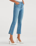 7 For All Mankind Luxe Vintage High Waist Slim Kick with Studs in Beau Blue