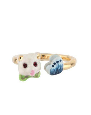 Les Little Cats With Cat and Butterfly Adjustable Ring